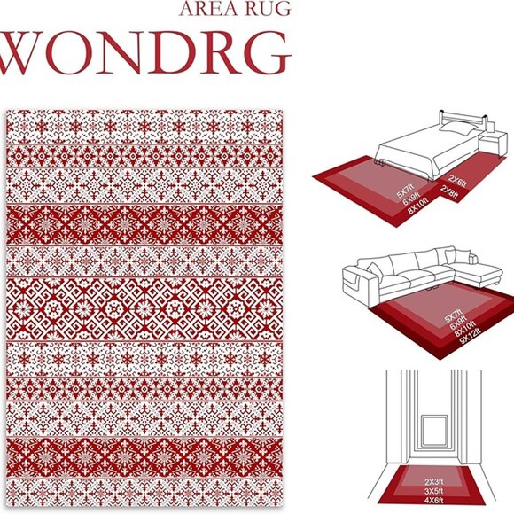 NEW Christmas Runner Rug 2x6 Red Snowflake Holiday Decorative Area Rug - Picture 4 of 8